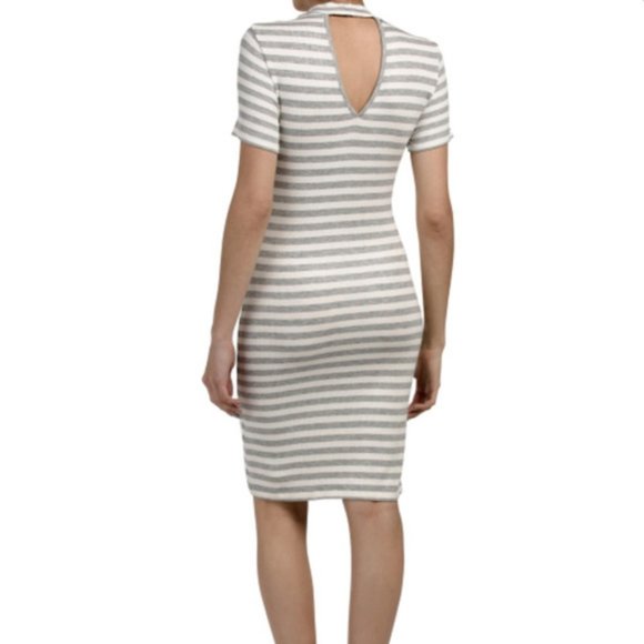 NWT BEBE Keyhole Back Striped Mini Logo Dress size S - Picture 5 of 6